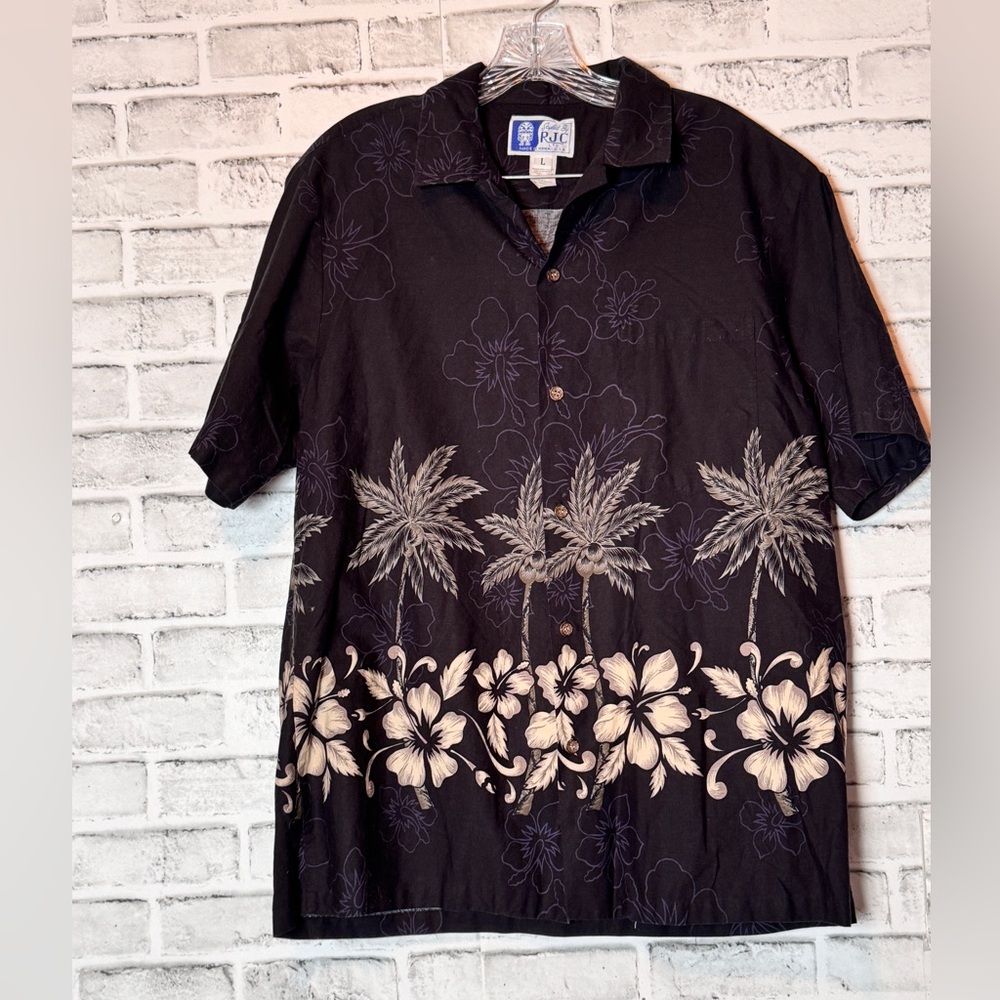 RJC limited Black Men’s‎ Hawaiian Shirt with Floral Design 100% cotton menswear